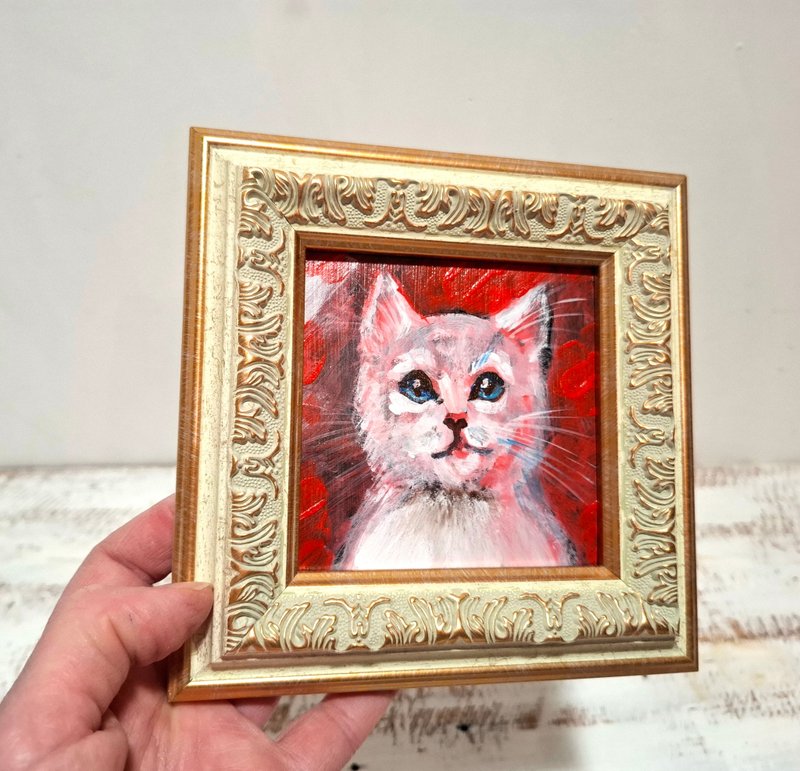 迷你白小猫原创压克力画带框可爱礼物 - 墙贴/壁贴 - 其他材质 多色