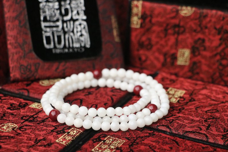 冰透全玉化砗磲6mm 108颗 紫金砂隔珠 手环 佛珠 念珠 手珠客制化 - 手链/手环 - 贝壳 