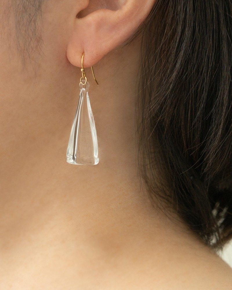 Hario手工玻璃耳环 - Len (HAA-RE-P) - 耳环/耳夹 - 玻璃 透明