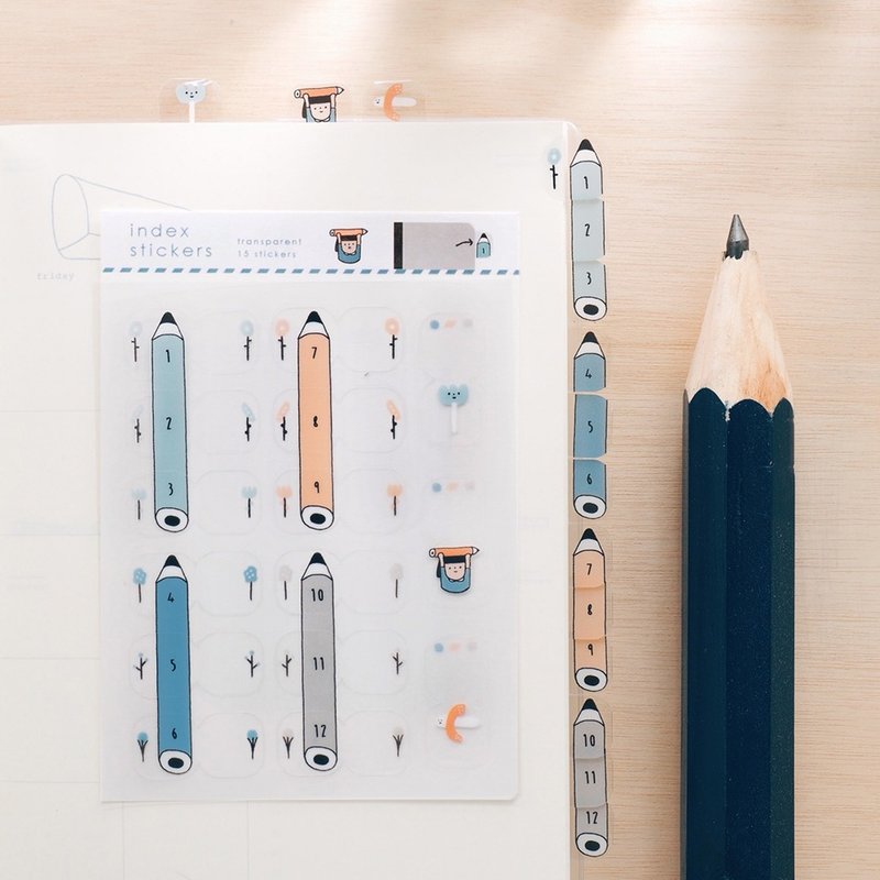铅笔 / 透明月份索引贴纸 - 贴纸 - 纸 多色