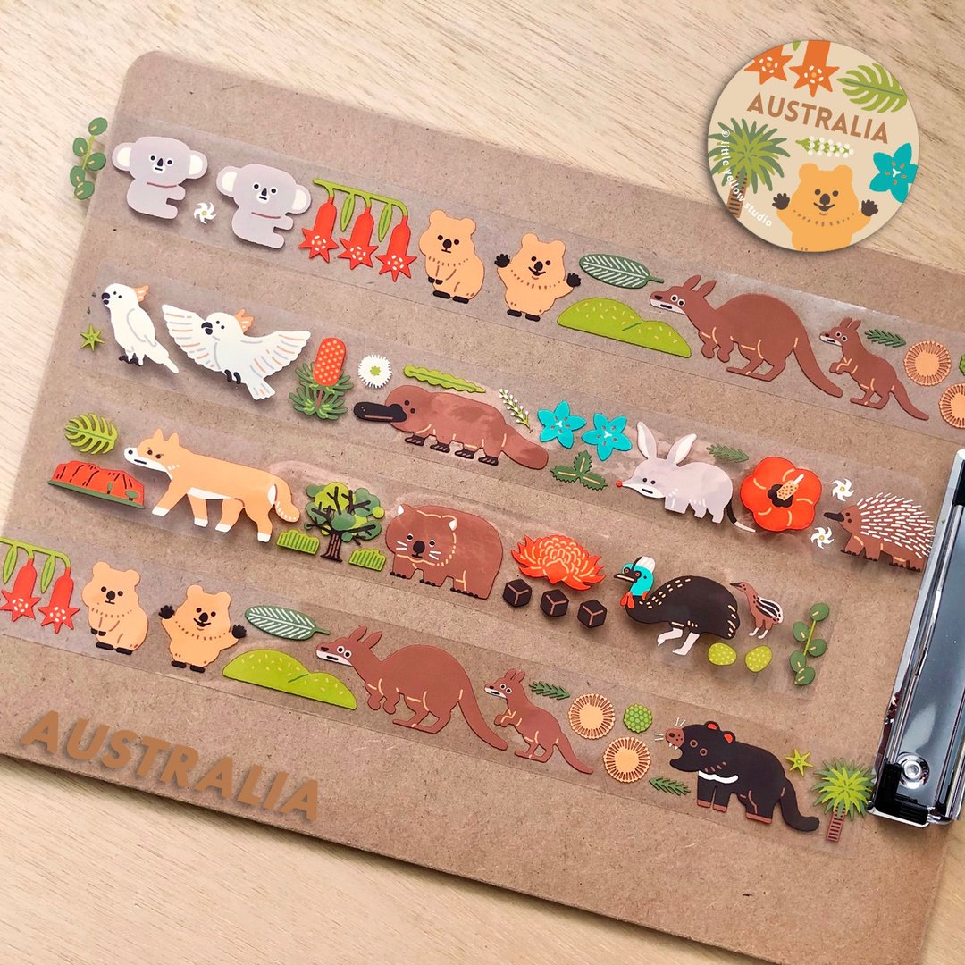 Furry Zoo PET胶带 澳洲动物图鉴 Australia - 纸胶带 - 塑料 多色