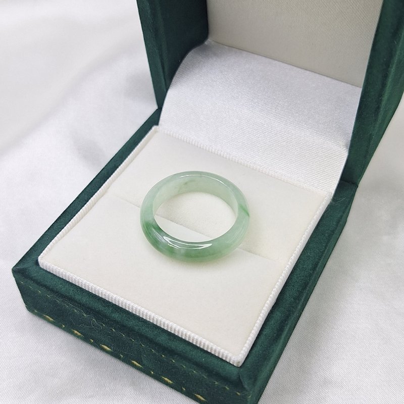 冰绿飘花 戒指 玉戒 国际围16 内径19.2 | 天然缅甸玉A货翡翠 - 戒指 - 玉石 