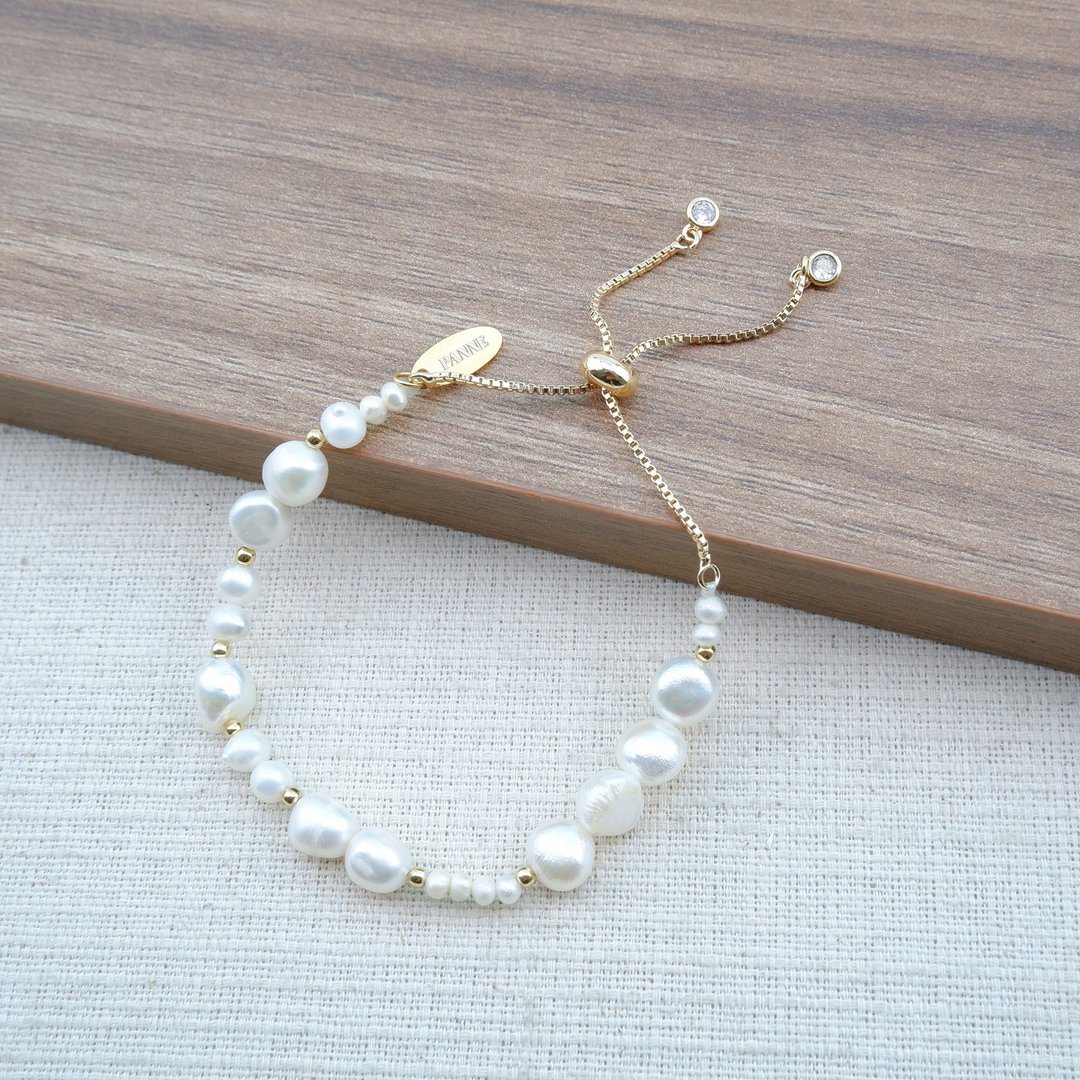 Freshwater Pearl Slider Bracelet - 手链/手环 - 珍珠 白色
