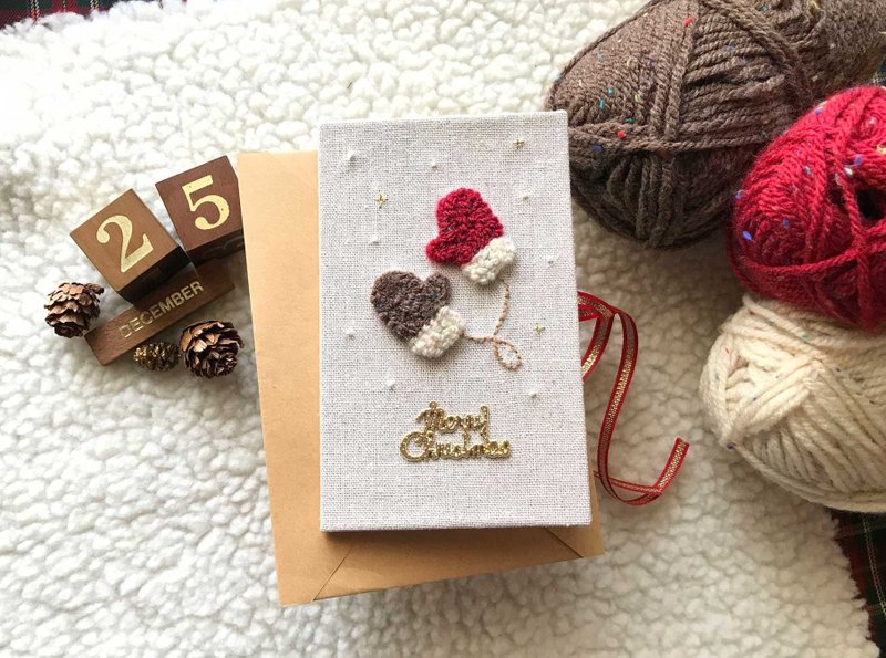 暖暖的圣诞小手套 手工卡片 圣诞卡 | Handmade Christmas card - 卡片/明信片 - 纸 多色