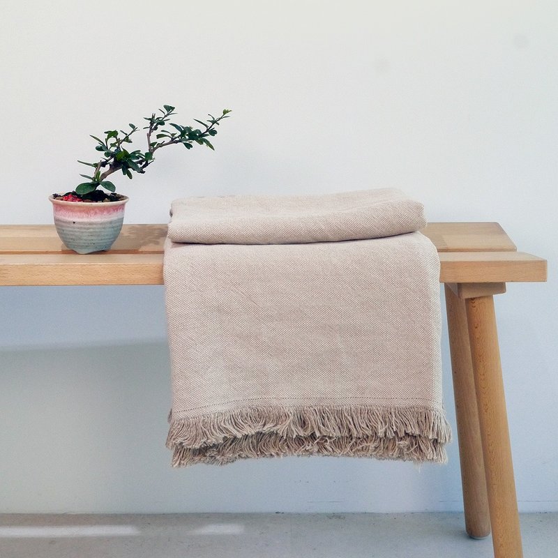 欧盟认证法国面料百分百纯亚麻万用毯(原色) - 被子/毛毯 - 棉．麻 白色