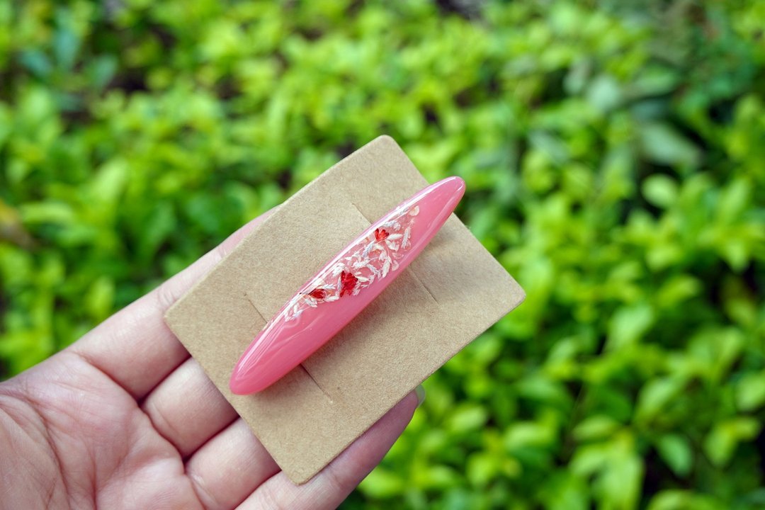 【花开絮语】 手工滴胶发夹 - 发饰 - 树脂 红色