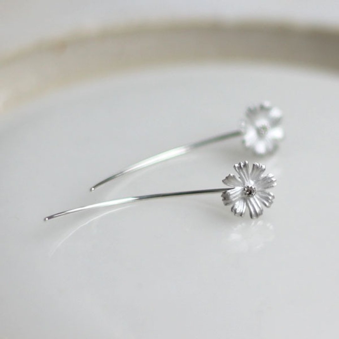 sv925 Cosmos earrings - 耳环/耳夹 - 其他金属 银色