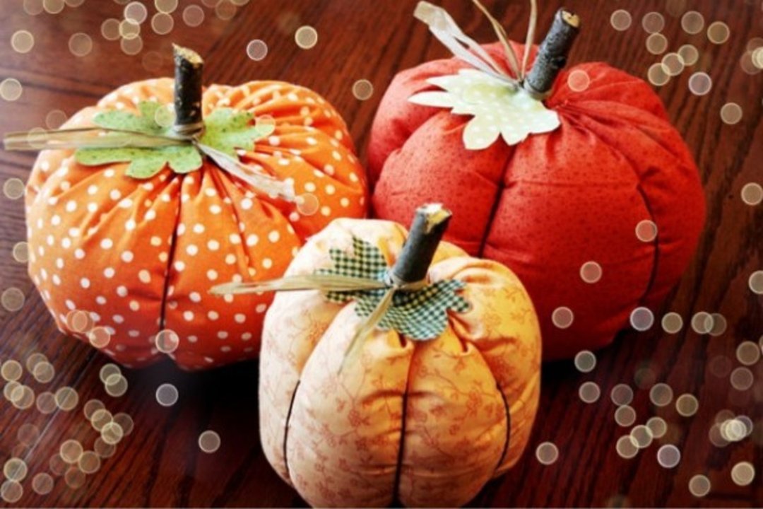 DIY Fabric Halloween Plush Pumpkin Sewing Pattern, Autumn DIY. - 编织/刺绣/羊毛毡/裁缝 - 棉．麻 多色