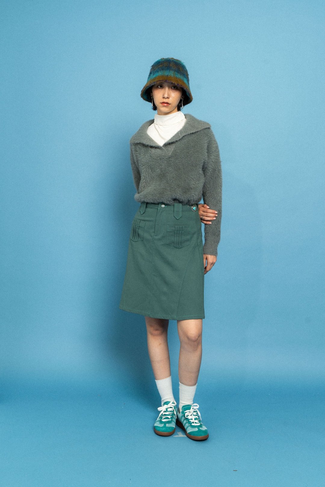 绿色复古裙 Green Vintage cut skirt - 裙子 - 其他材质 绿色