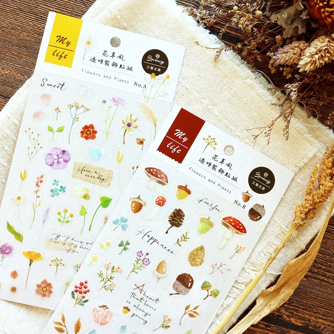 花草风透明装饰贴纸 (2 图) SST-149 - 贴纸 - 其他材质 