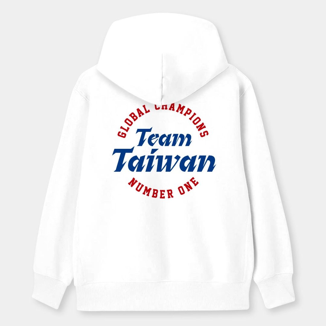 【现货-图案在背面】Team Taiwan世界冠军 中性 纯棉帽T - 中性连帽卫衣/T 恤 - 棉 白色
