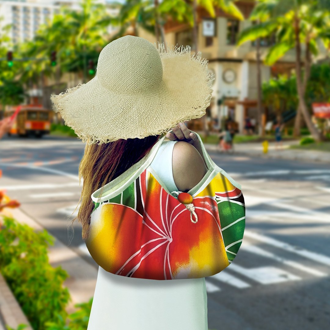 Hawaiian Ohana Bag【L-fit】黑色芒果黄 - 侧背包/斜挎包 - 棉 黑色