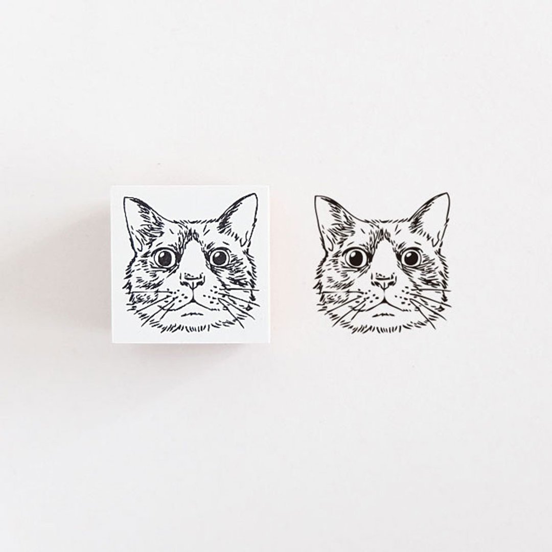 Rubber stamp Hachiware cat - 印章/印台 - 橡胶 咖啡色
