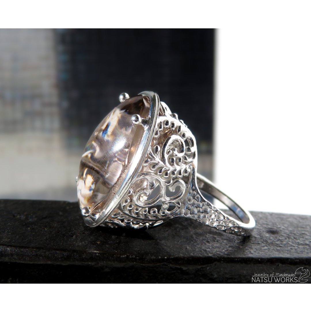 烟水晶戒指 / crushed Smoky Quartz Ring - 戒指 - 宝石 灰色