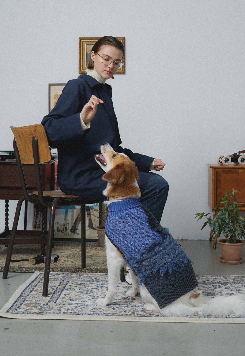 MULTI LAB - 301 水洗仿旧宠物毛衣 拼接款/S-XL - 衣/帽 - 棉．麻 蓝色