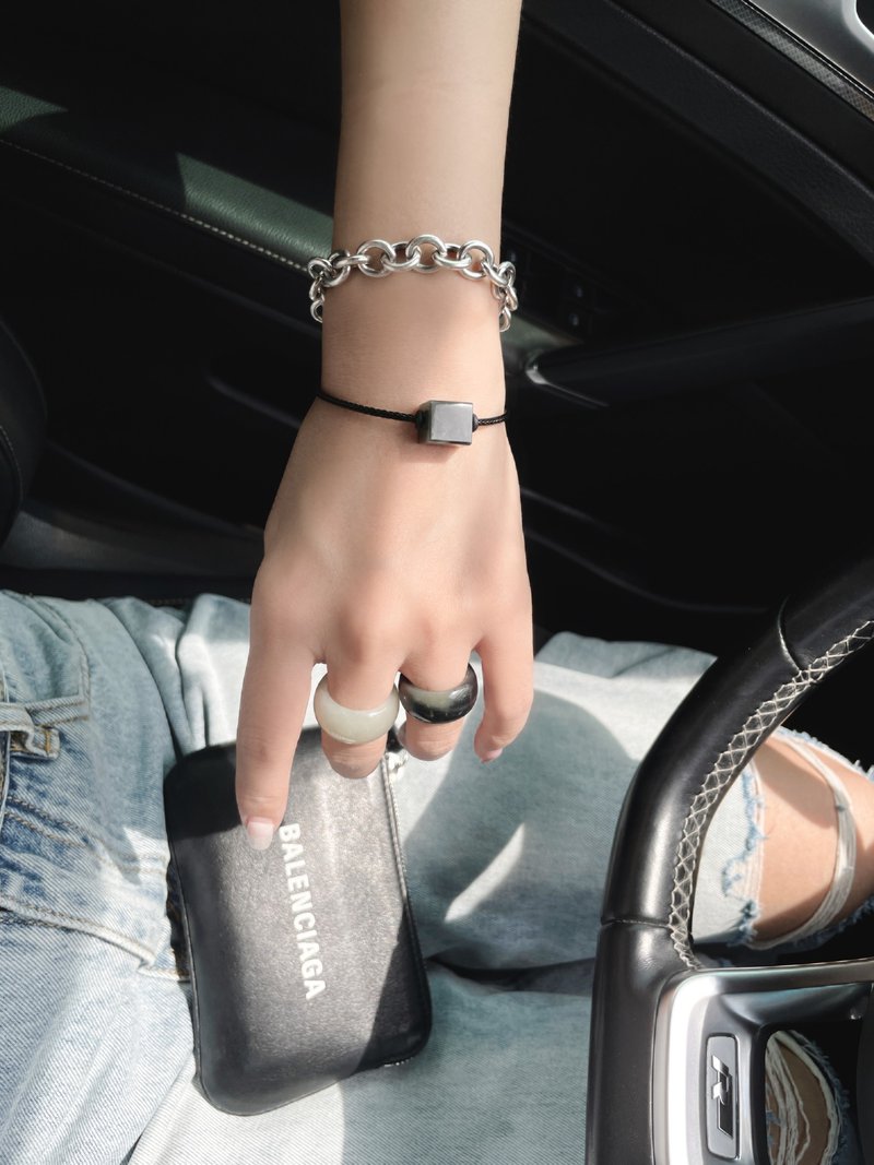 天然和田玉山流水青花 港码12 影青#120 - 戒指 - 玉石 多色