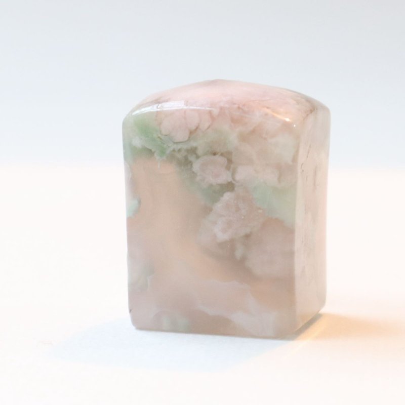 印章刻印冰绿飘白花客制姓名字印章个性定制设计玛瑙玉石 - 印章/印台 - 玉石 透明