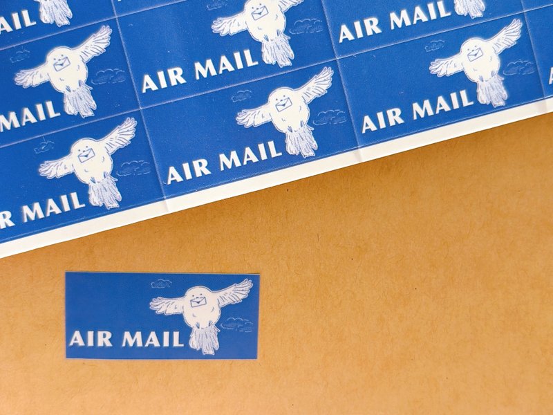 空邮贴纸 邮寄礼物 文具 品牌包装 鸟 银喉长尾 雪之精灵 - 贴纸 - 纸 蓝色