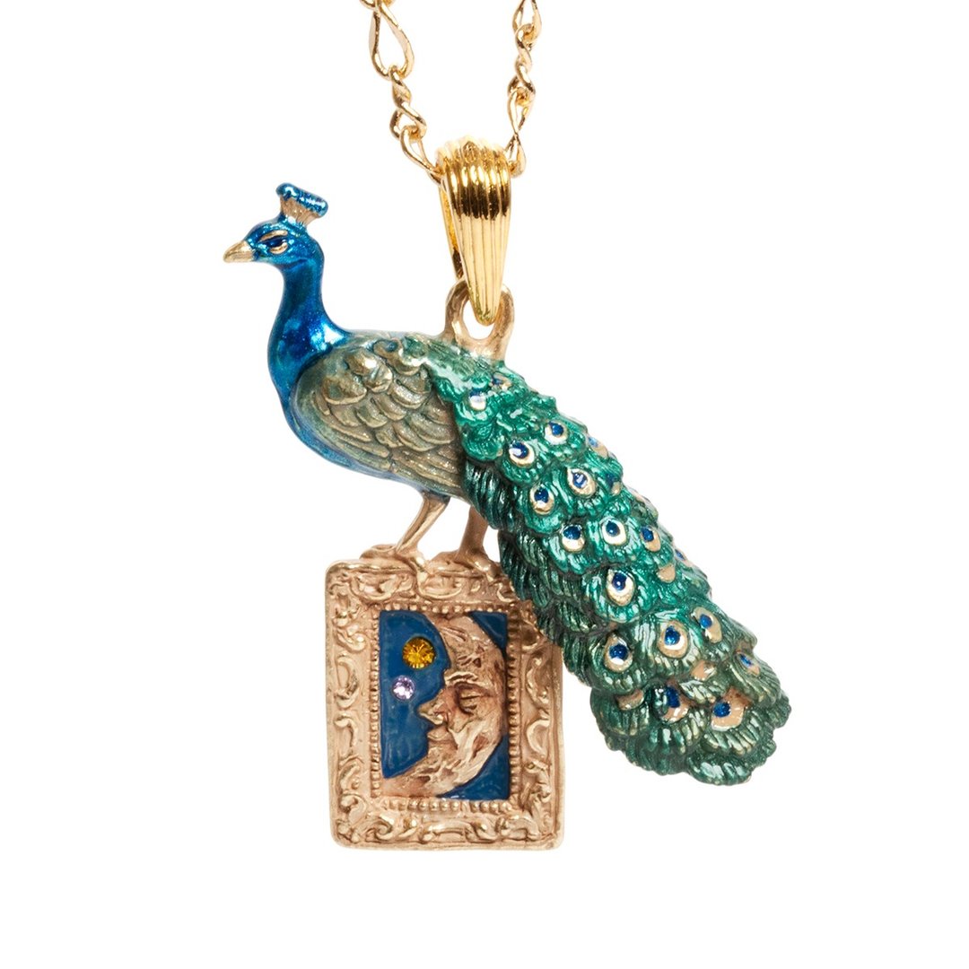宵之孔雀 Peacock on the Luna NE476 - 项链 - 其他金属 蓝色