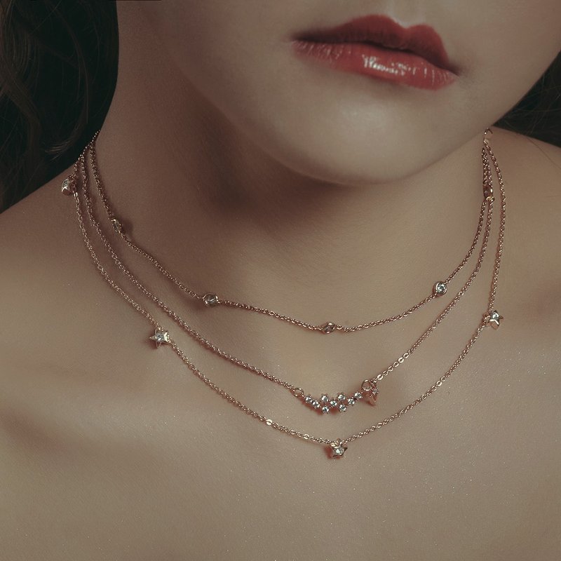 ASTROLOGY | 占星学系列 - 星云 * 多层次项链 - 锁骨链 - 玫瑰金 金色