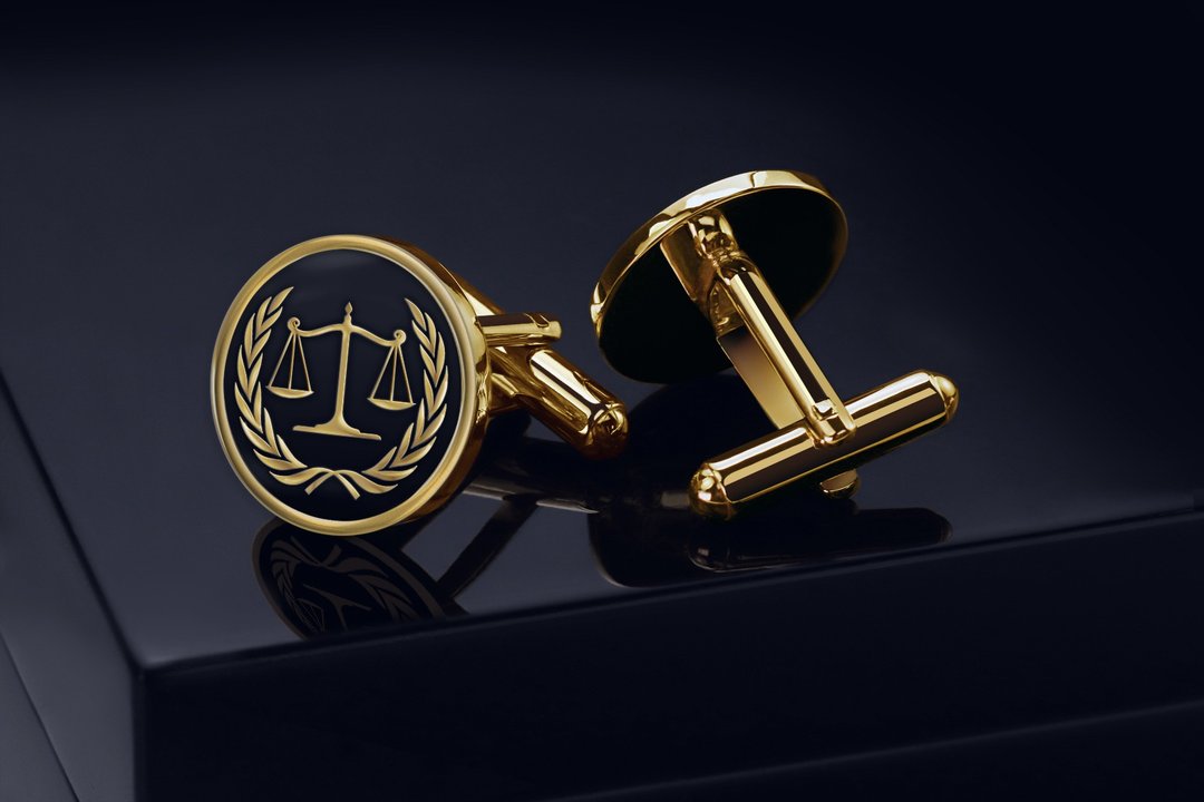 律师袖扣 - 法律袖扣 - 给律师的礼物 - 袖扣钉字母 - 袖扣 - 贵金属 金色