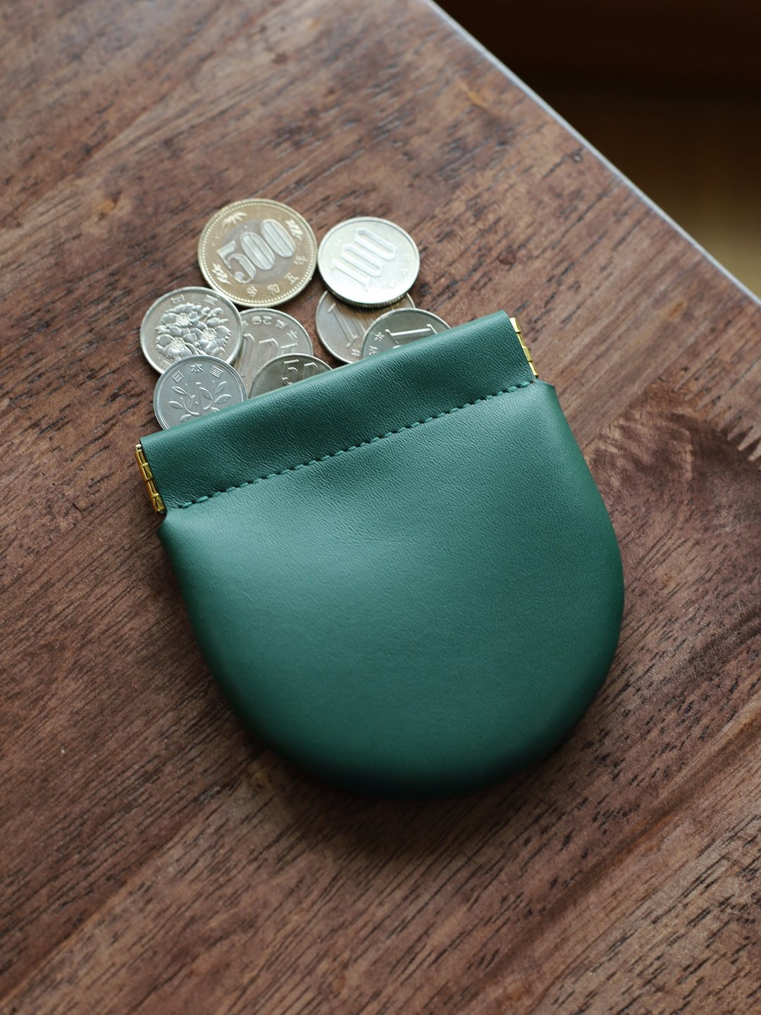 Arch leather coin purse - Solid Green - 零钱包 - 真皮 绿色