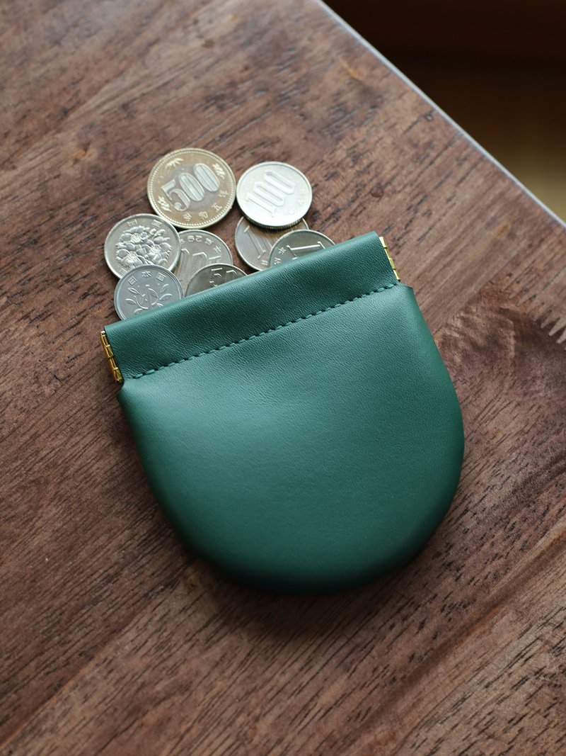 Arch leather coin purse - Solid Green - 零钱包 - 真皮 绿色
