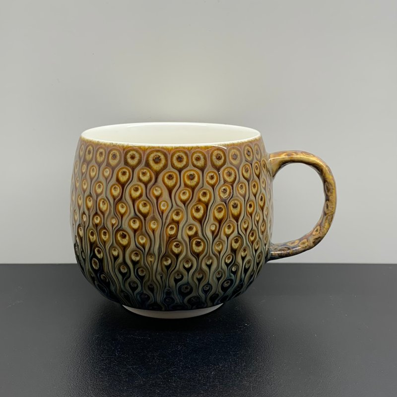 孔雀开屏咖啡杯 280ml 邱毓宁 莺歌烧 A6-01 - 茶具/茶杯 - 瓷 多色