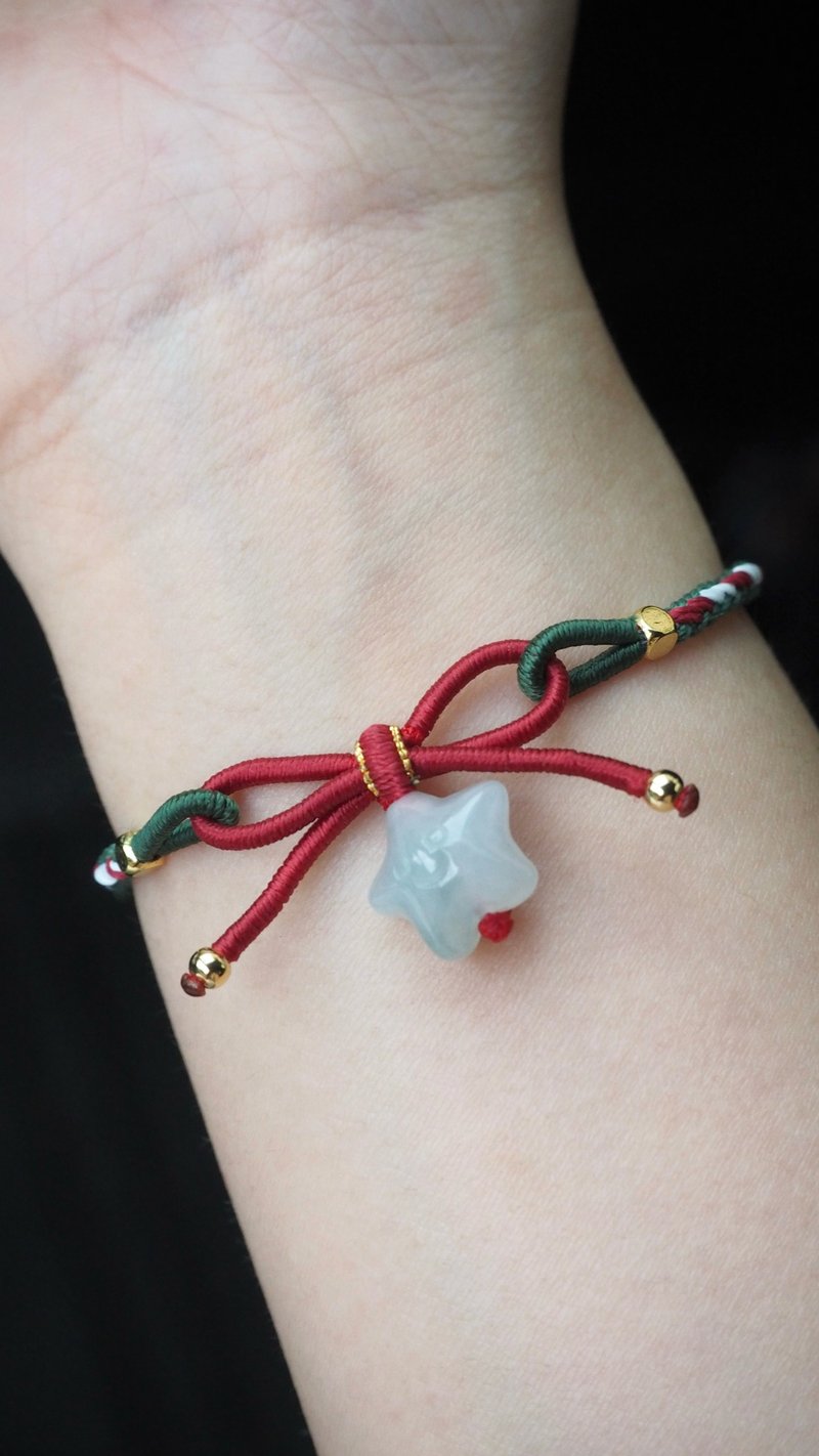 宝淇 -  暖星-星星蝴蝶结手绳 - 天然A货翡翠 - 手链/手环 - 玉石 多色