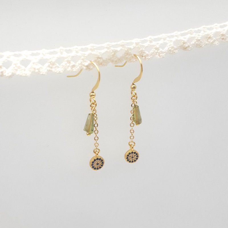 蓝锆之瞳 耳环 耳勾 (一对) - 耳环/耳夹 - 其他金属 蓝色