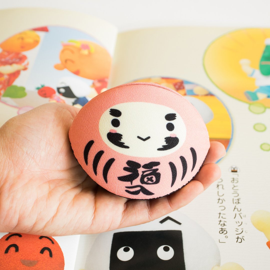 Pink daruma coin purse. Lucky in Love for Valentine's gift. - 零钱包 - 棉 粉红色