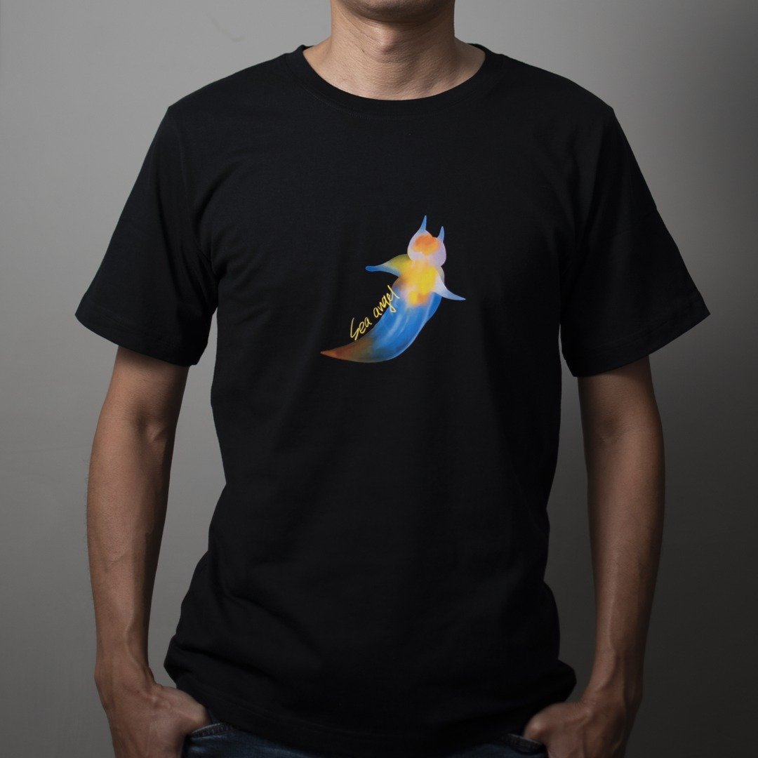 Sea Angel / 海天使插画T / JSMgraphic 寒感支线 / 中性 - 男装上衣/T 恤 - 棉 黑色