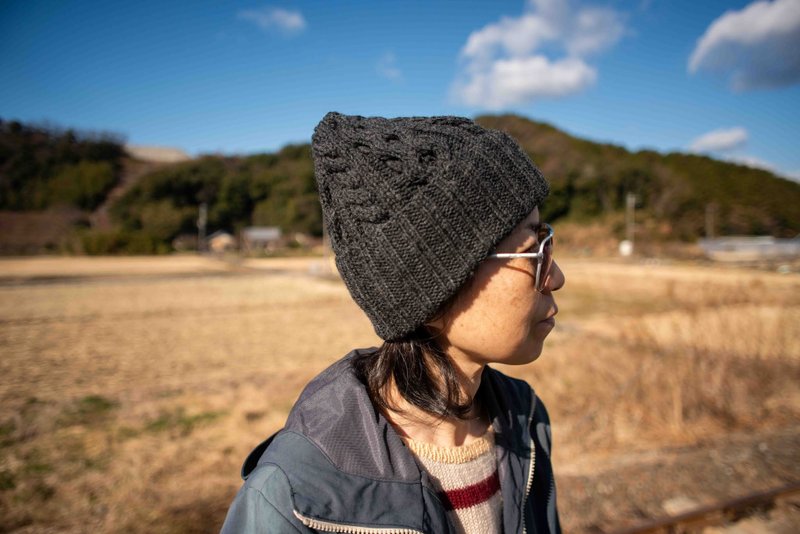 针织帽 Aran 针织羊毛灰男女通用 - 帽子 - 羊毛 灰色