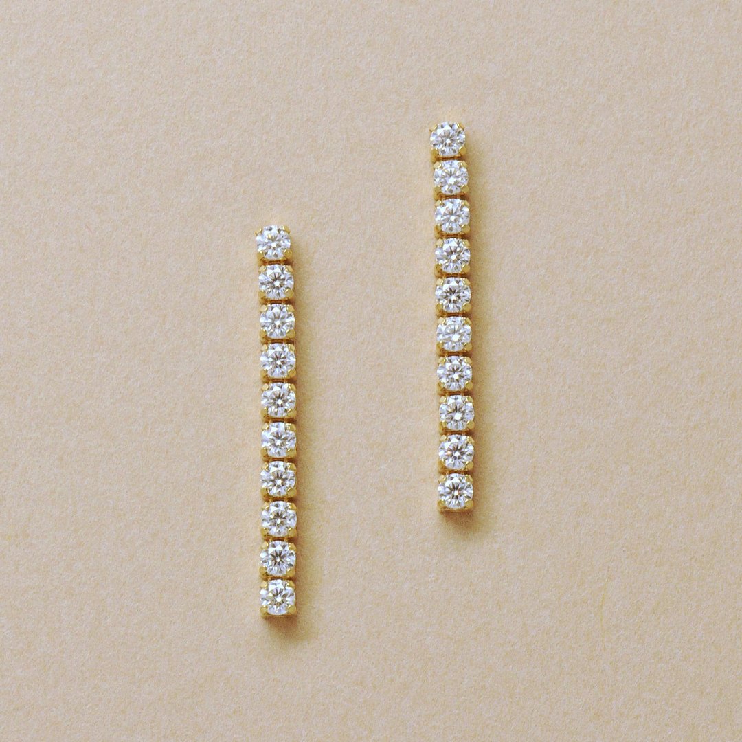 18K/10K 莫桑钻网球链耳环 (黄金) - 耳环/耳夹 - 贵金属 