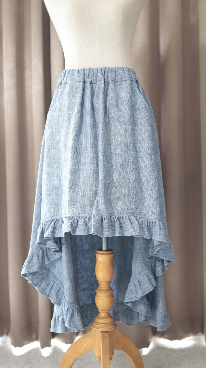 Loom & Leaf - 手捻棉手工编织美人鱼裙 - 裙子 - 棉．麻 蓝色