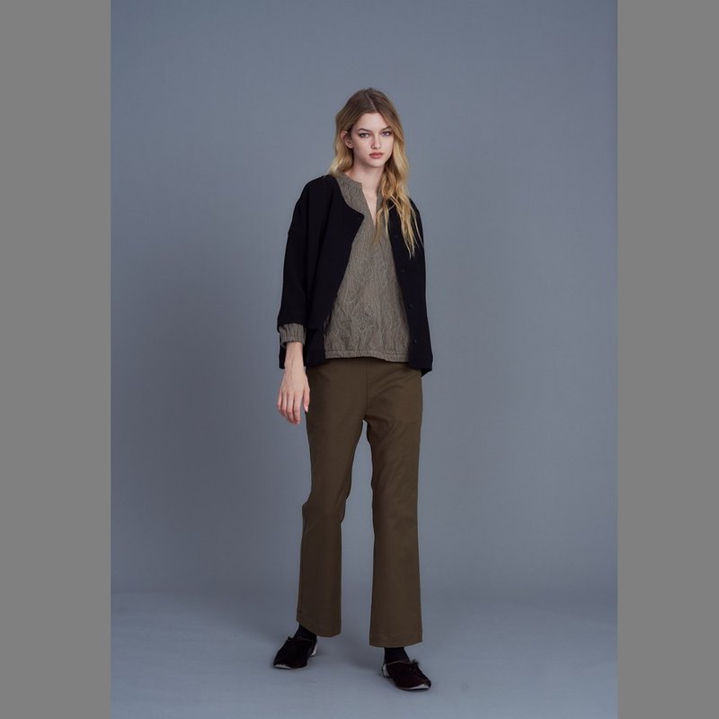 2202B47小立领交叉绳股绣花上衣 - 女装上衣 - 棉．麻 