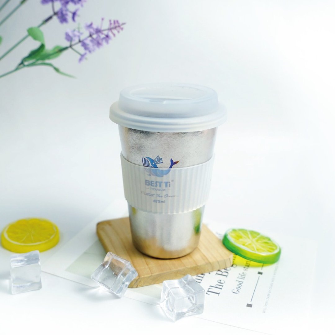 【BEST Ti】热爱系列-爱地球 冰晶钛原色 纯钛随行杯 450ml - 其他杯子 - 贵金属 银色