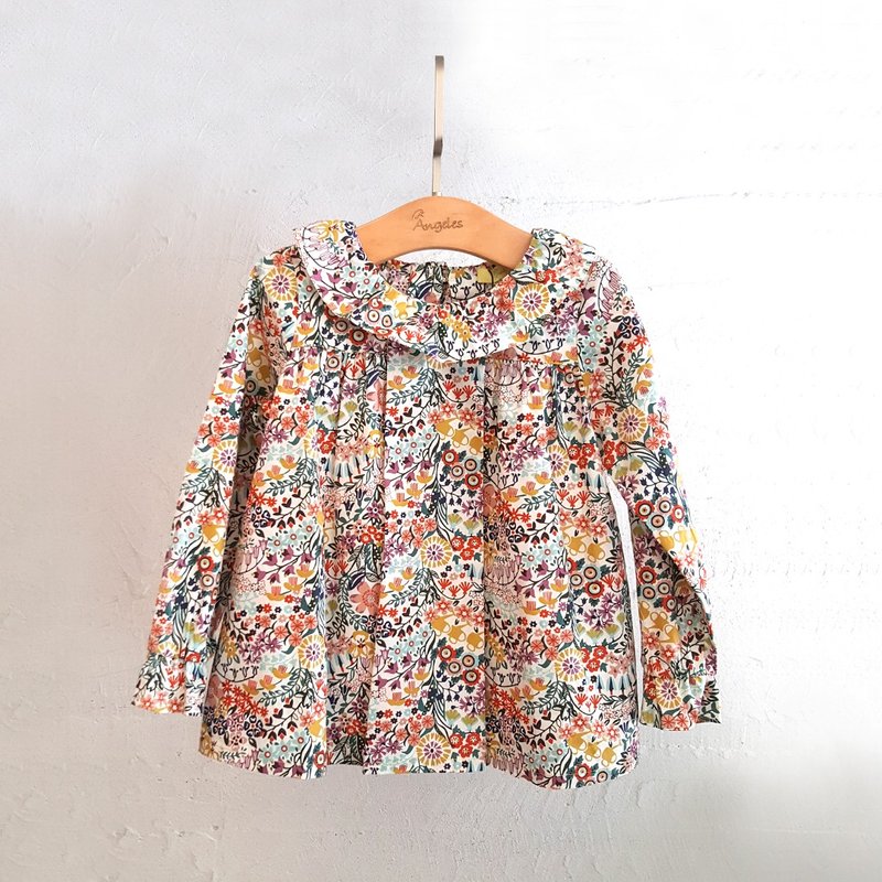 Ángeles-碎花荷叶领上衣 - 童装上衣 - 棉．麻 