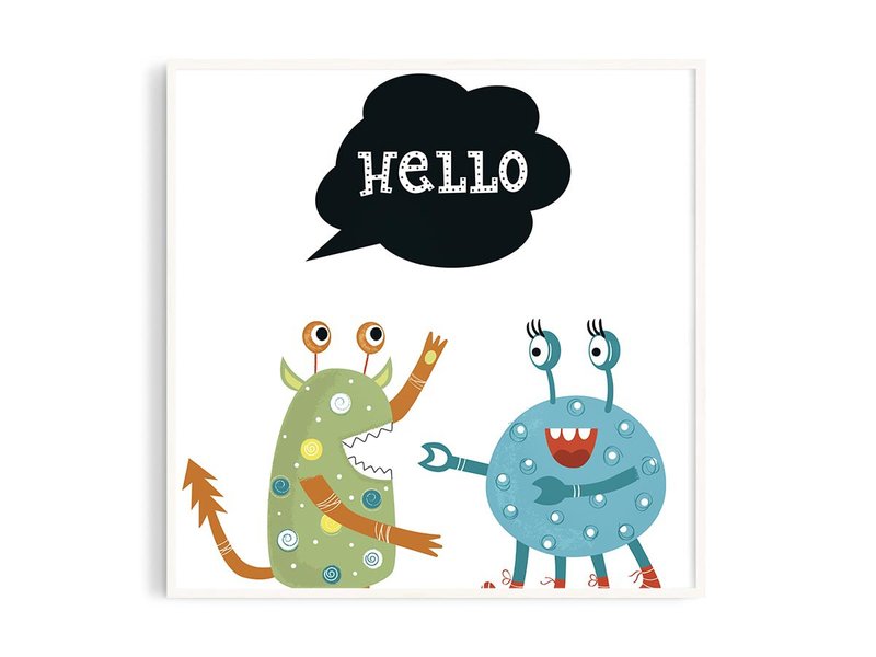 怪兽爱1_8丨插画/挂画/海报/台湾制/原木画框/A4/可定制 - 海报/装饰画/版画 - 纸 白色