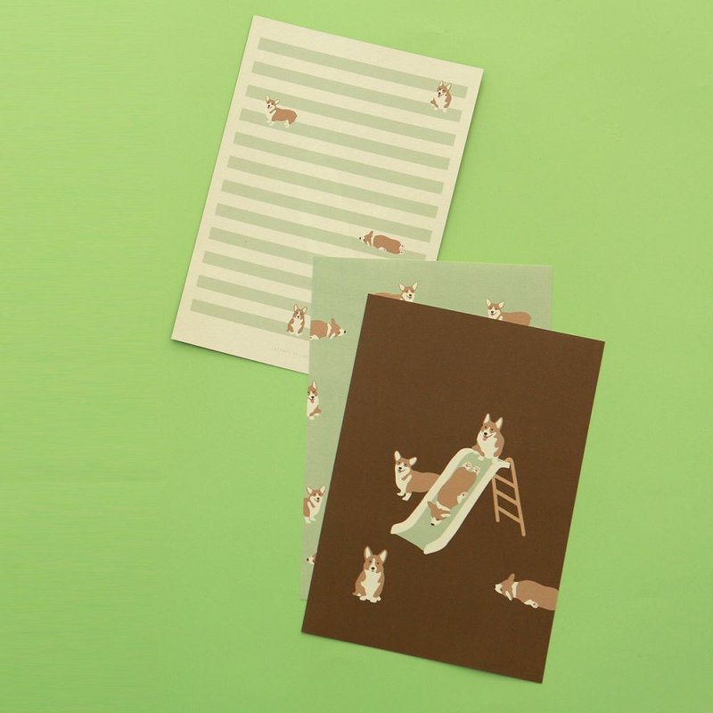 Dailylike 日日美好信封信纸组-17柯基宝宝,E2D60895 - 信封/信纸 - 纸 绿色