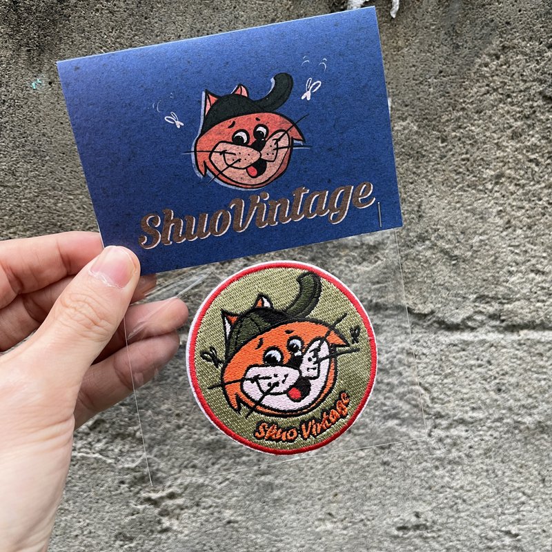 美式 复古 S.V  Cat 电绣布章 - 徽章/别针 - 绣线 多色