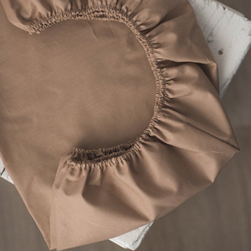 Cacao minimalistic baby crib fitted sheet - Cot sheet fitted with elastic - 婴儿床上用品 - 棉．麻 咖啡色