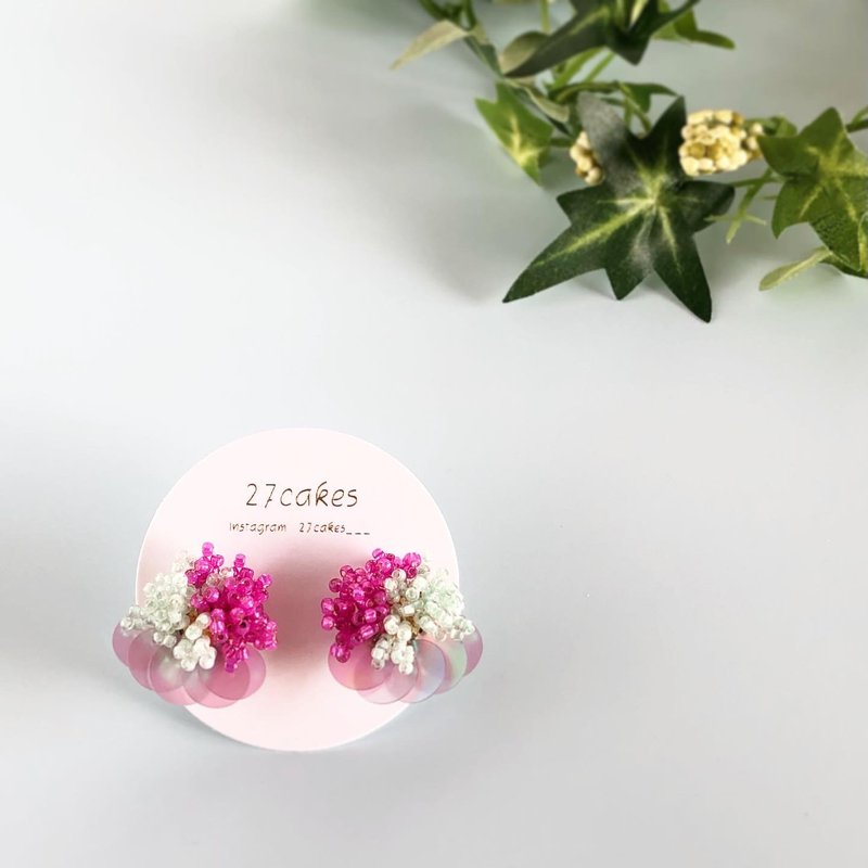 クラッシュパーティー　マゼンタとスカイブルー - 耳环/耳夹 - 其他金属 紫色