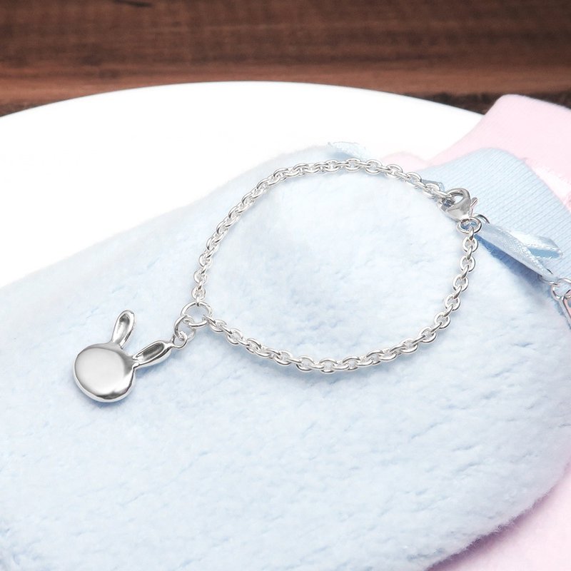 跳跳兔 细版 纯银儿童手链 刻字订制 宝宝手链 - 婴儿饰品 - 纯银 银色