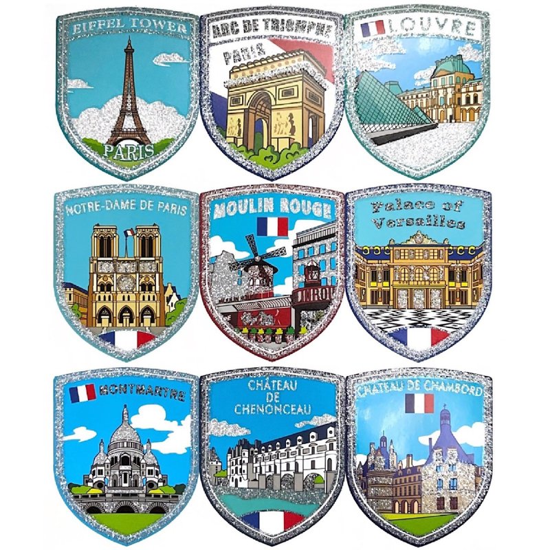 环游世界系列镀银浪漫 法国主题系列贴纸9入 旅游纪念贴纸 教 - 贴纸 - 纸 多色