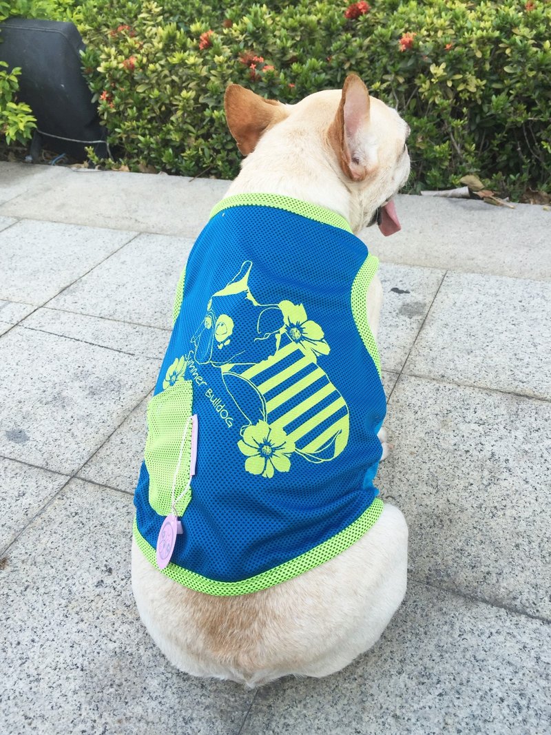 蓝色扶桑法斗双色凉感机能衣 FL - 衣/帽 - 棉．麻 蓝色