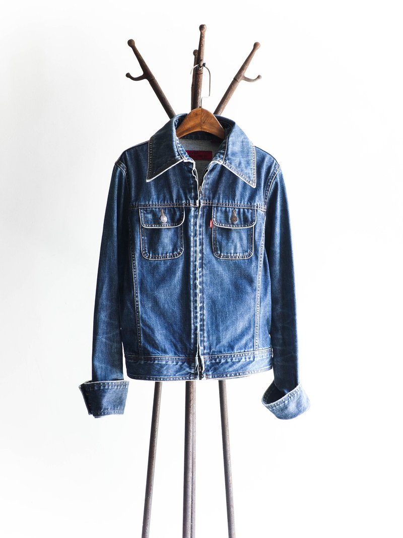 河水山 - levis 优野的骑士摇滚梦 薄磅丹宁古董衬衫外套 古着 中性 shirt oversize vintage denim - 女装休闲/机能外套 - 棉．麻 蓝色