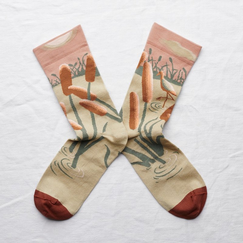 Bonne Maison 水鸟 纯棉织袜 - 袜子 - 棉．麻 金色