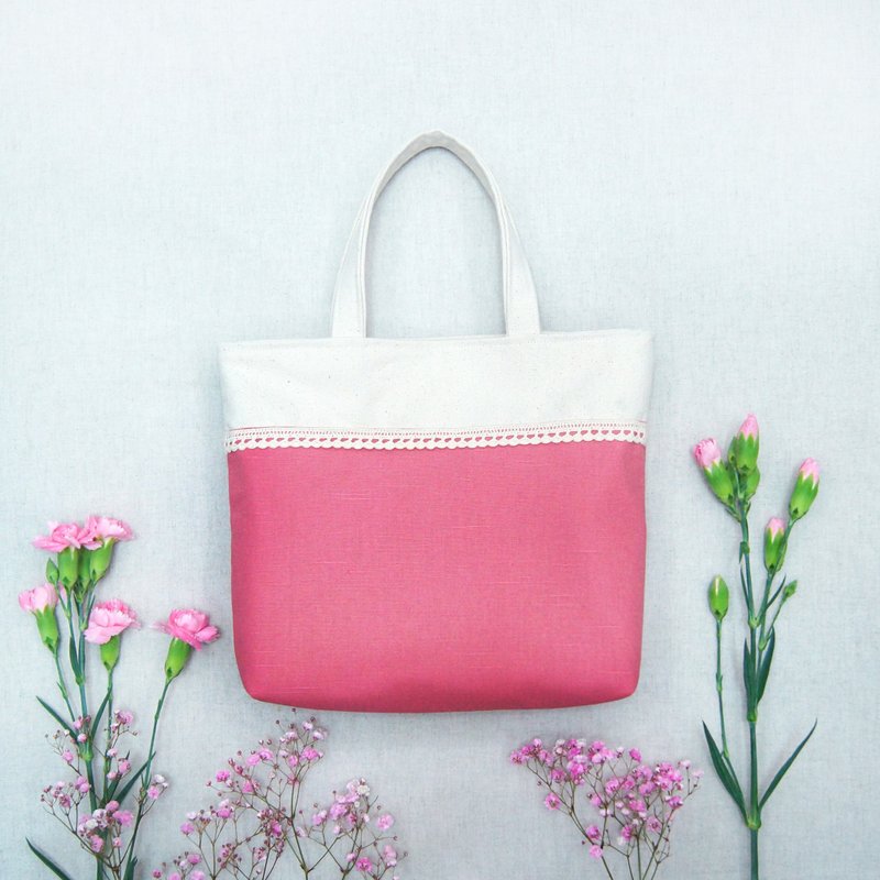 圣诞节礼物现货粉红色小手提袋 - 手提包/手提袋 - 棉．麻 粉红色