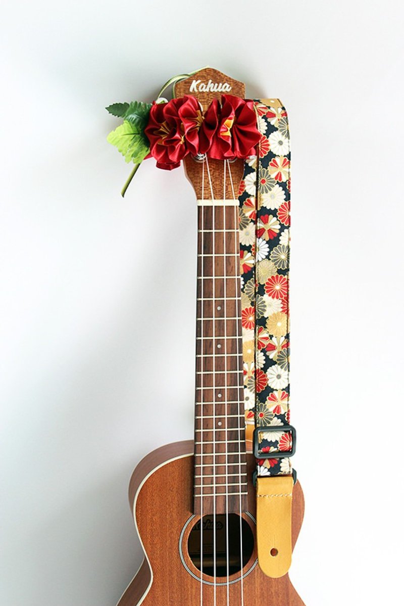 Ukulele strap,kimono black,ukulele straps, japanese fabric - 吉他配件 - 棉．麻 黑色